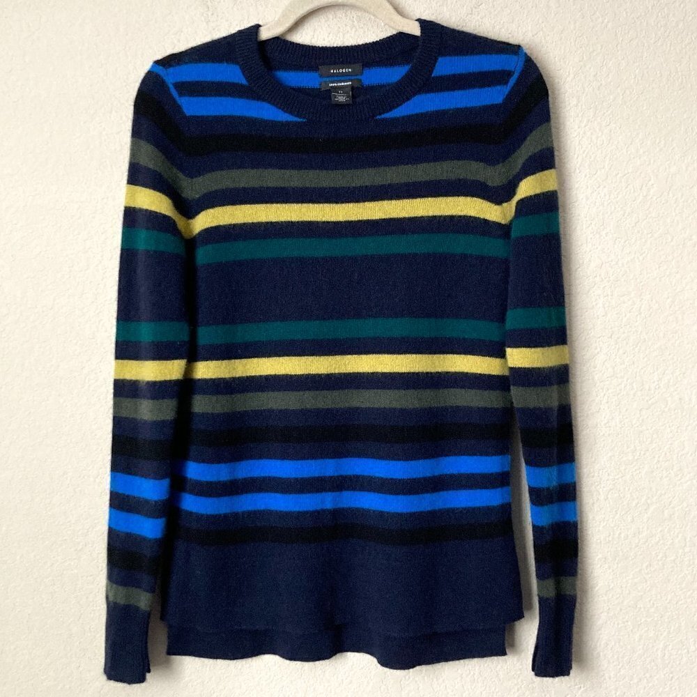 Halogen 100% Cashmere Striped Essential Sweater